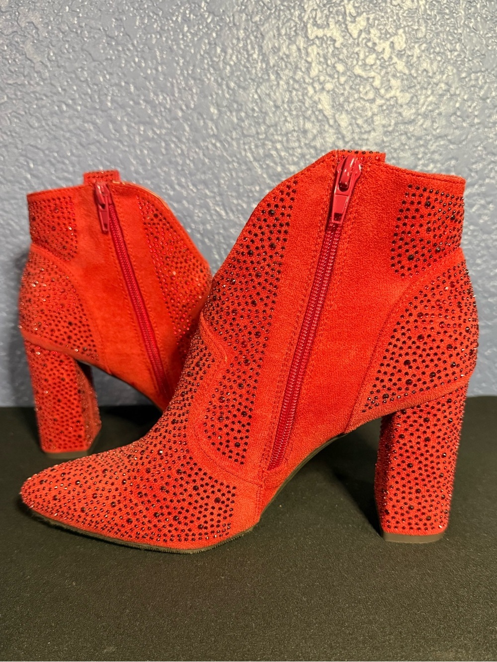 Red Rhinestone Booties - Picture 2 of 6